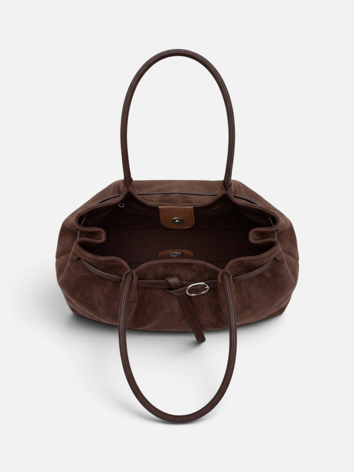 Damska torba shopper na ramię z zamszu z paskiem ze sprzączką