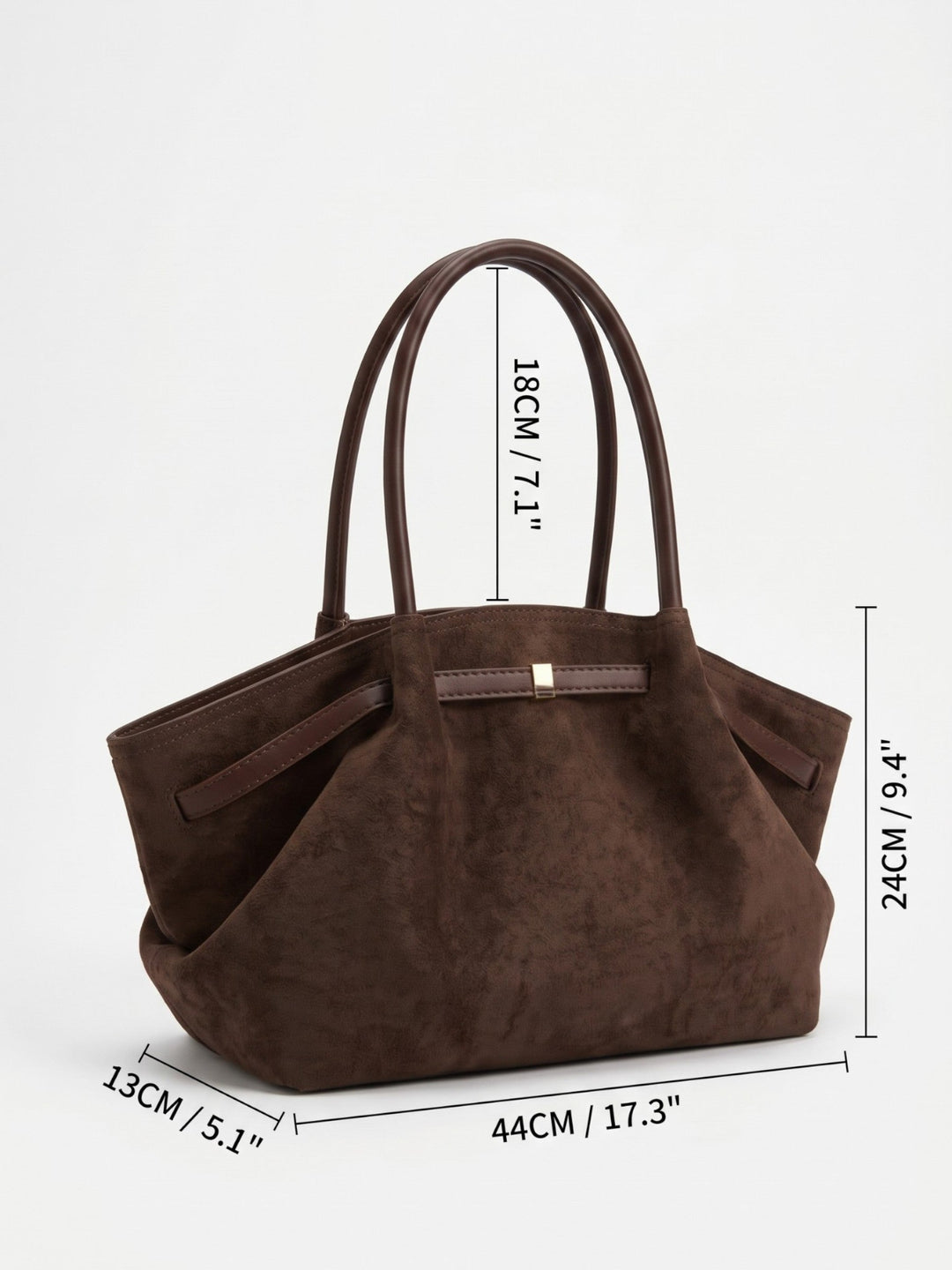 Damska torba shopper na ramię z zamszu z ozdobnym paskiem