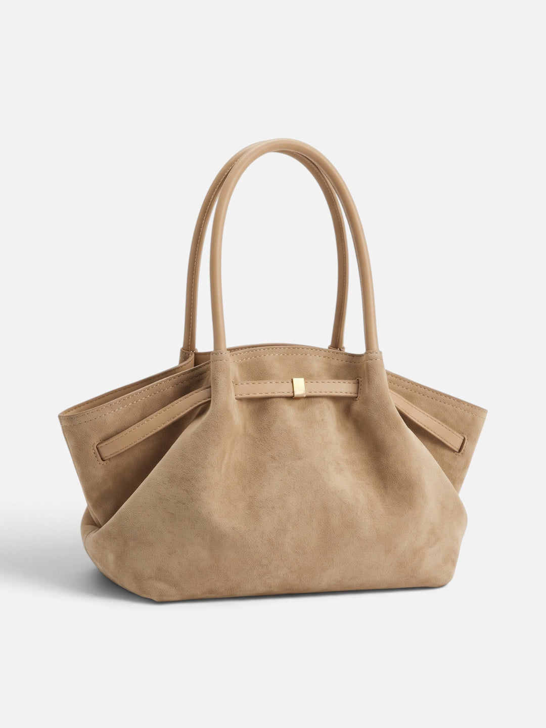 Damska torba shopper na ramię z zamszu z ozdobnym paskiem