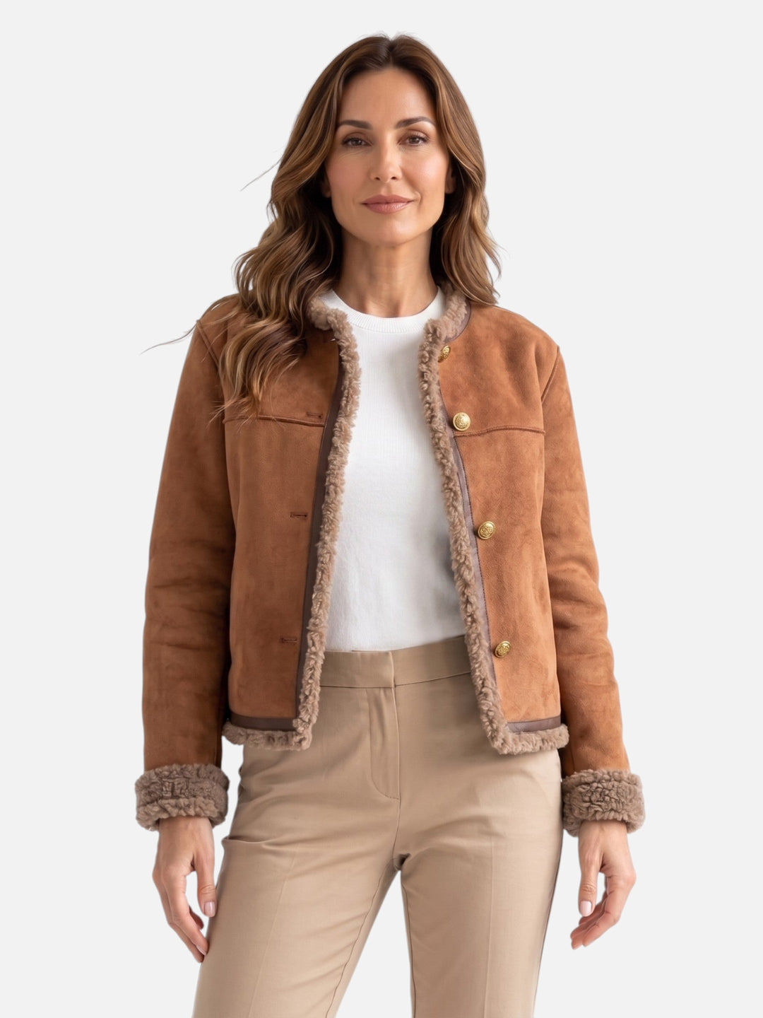 Damska kurtka shearling na guziki