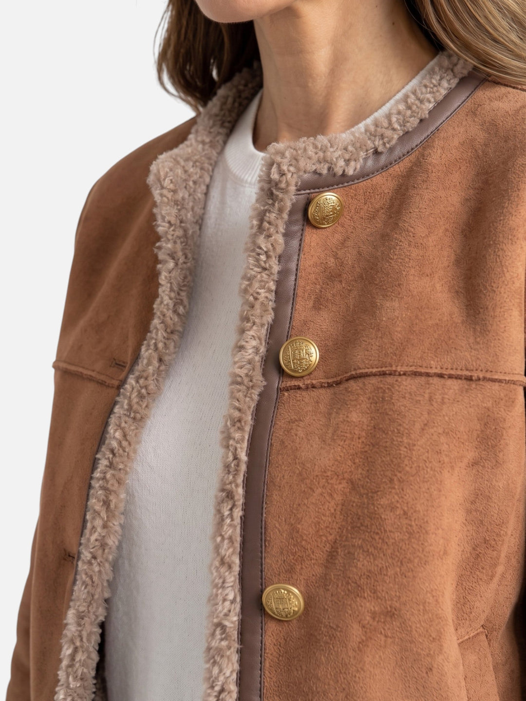 Damska kurtka shearling na guziki