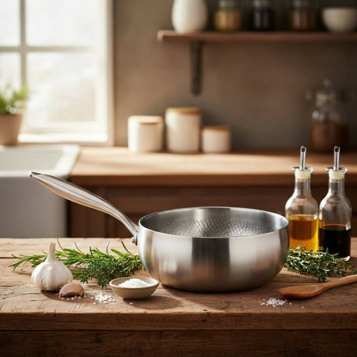 Ręcznie kuta patelnia sauté z tytanu, bez PFAS