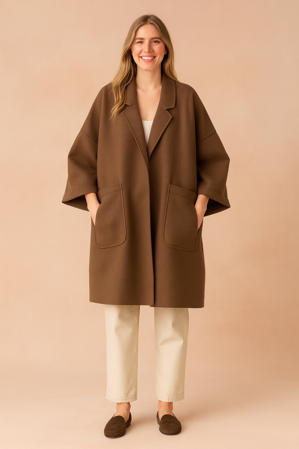 Lidia | Oversize płaszcz z dużymi kieszeniami