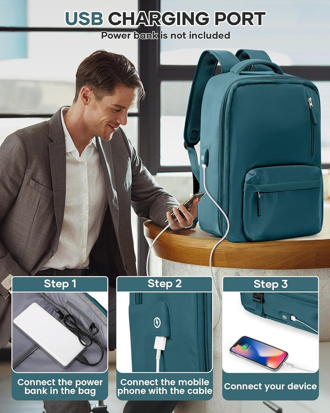 Torba na laptopa z wieloma komorami i regulowanym paskiem