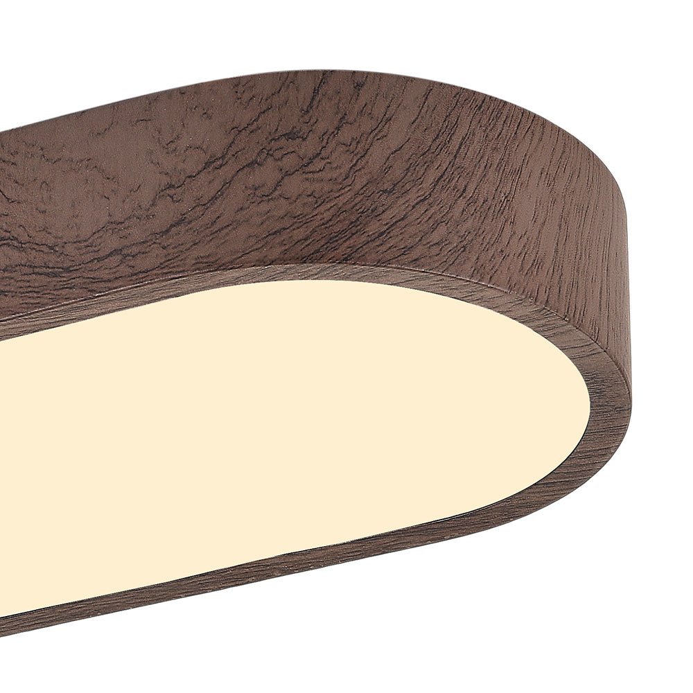 Owalny plafon LED Nordic Glow z drewnianym akcentem