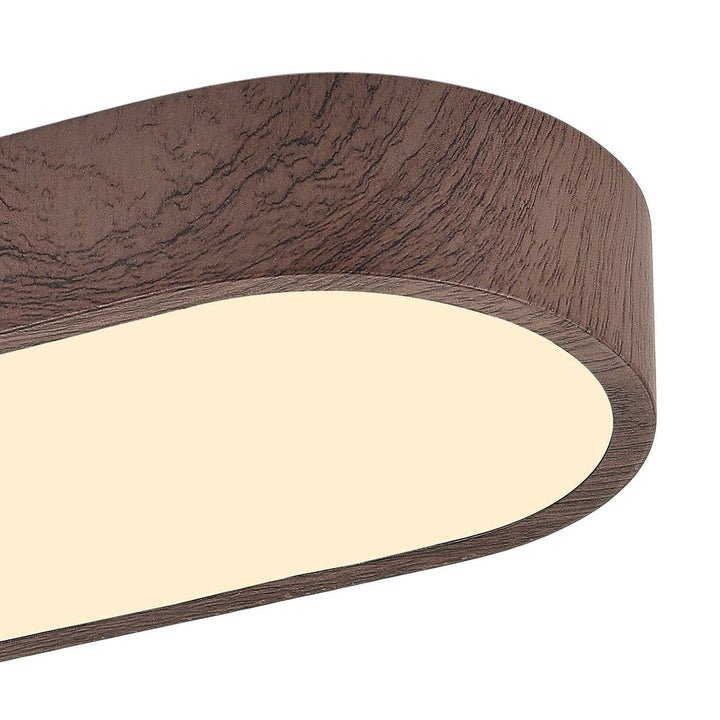 Owalny plafon LED Nordic Glow z drewnianym akcentem