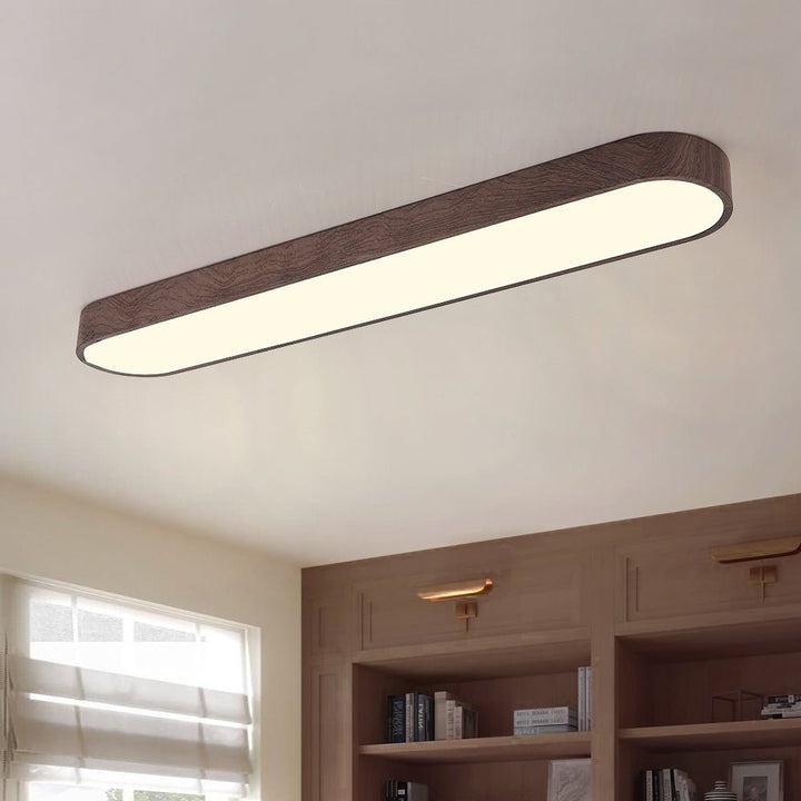 Owalny plafon LED Nordic Glow z drewnianym akcentem