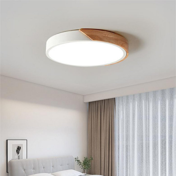 Okrągła lampa sufitowa Nordic Macaron z drewna