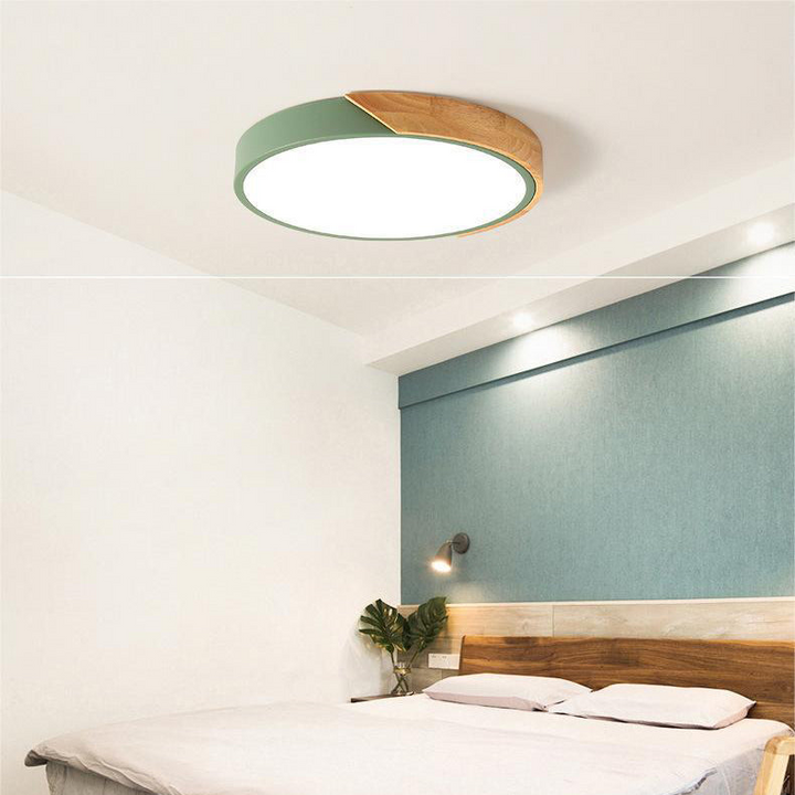 Okrągła lampa sufitowa Nordic Macaron z drewna