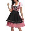 Damska sukienka w kratę ze sznurowanym gorsetem i fartuszkiem, midi na Oktoberfest