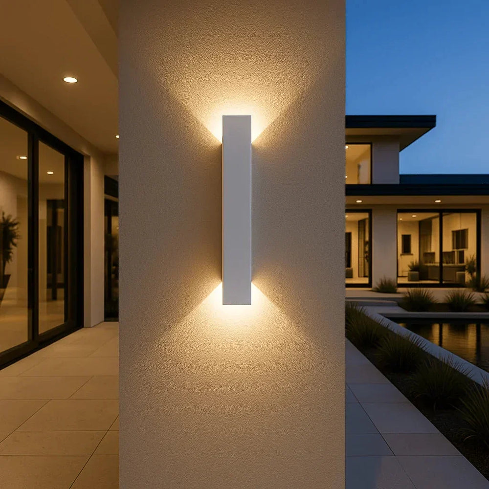 Zewnętrzna lampa ścienna LED ze światłem w górę i w dół – odporna na warunki atmosferyczne, stopień ochrony IP65