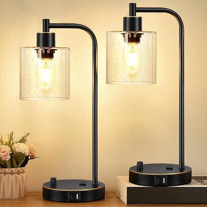 Zestaw Przemysłowych Lamp Stołowych - Ściemnialne z Portami Ładowania