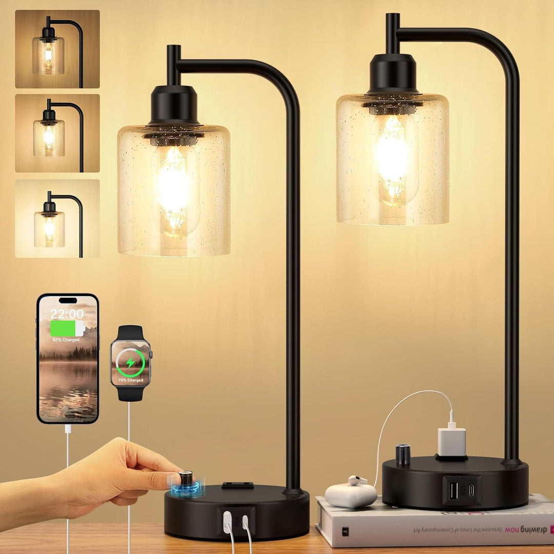 Zestaw Przemysłowych Lamp Stołowych - Ściemnialne z Portami Ładowania