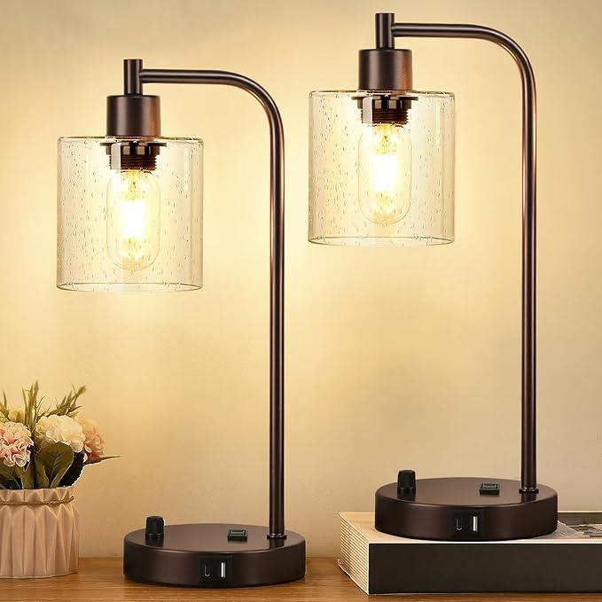 Zestaw Przemysłowych Lamp Stołowych - Ściemnialne z Portami Ładowania