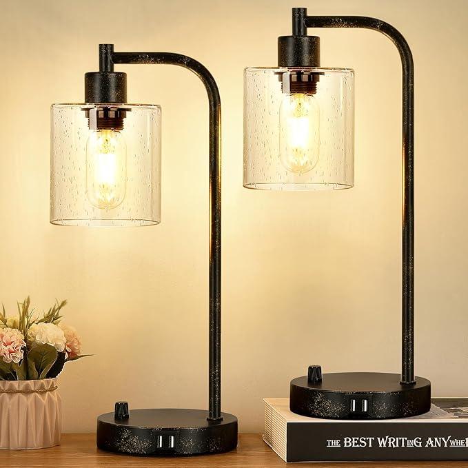Zestaw Przemysłowych Lamp Stołowych - Ściemnialne z Portami Ładowania