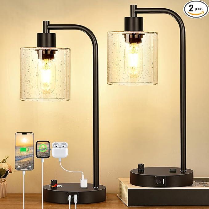 Zestaw Przemysłowych Lamp Stołowych - Ściemnialne z Portami Ładowania