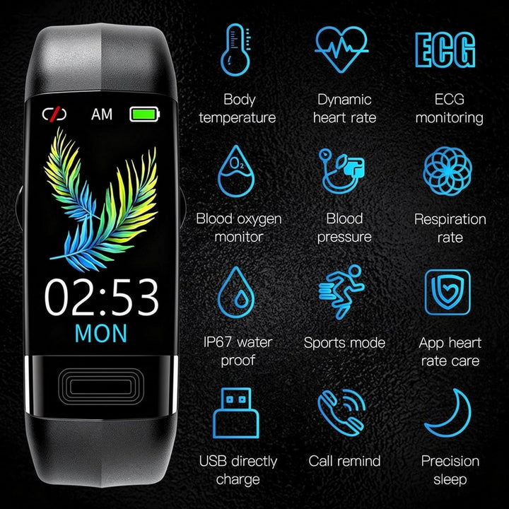 Smartwatch z EKG, tętnem, ciśnieniem krwi i monitorowaniem snu dla kobiet i mężczyzn | Tracker fitness | Vitaro