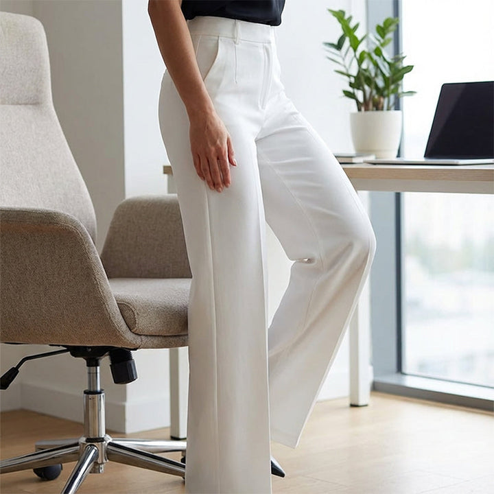 Damskie spodnie z wysokim stanem | Proste nogawki i kant | Rozmiary S–3XL