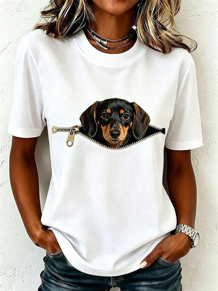 T-shirt z krótkim rękawem z nadrukiem jamnika