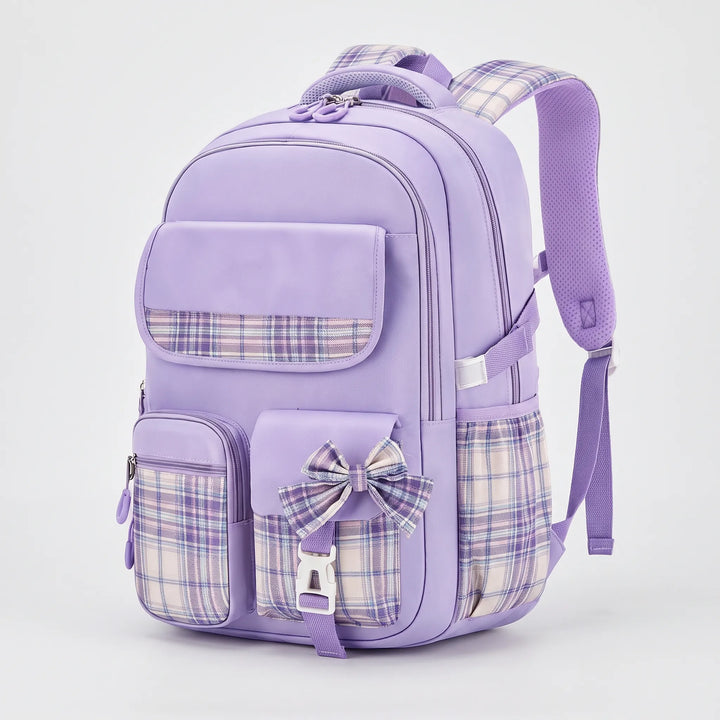 Strukturalny plecak szkolny z kratkowanymi akcentami - wygoda i styl