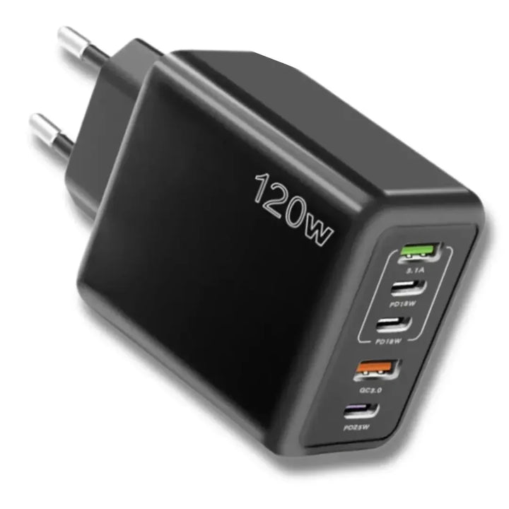 5-portowa ładowarka ścienna USB – 2× USB-A + 3× USB-C, Quick Charge 3.0