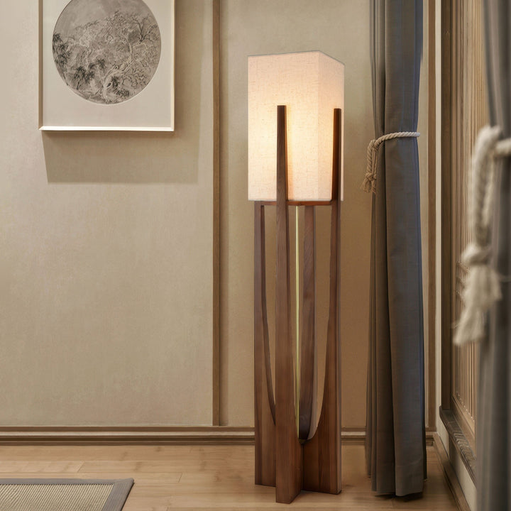 Lampa podłogowa z orzecha | Minimalistyczna i przytulna