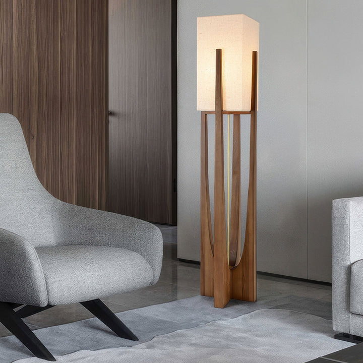 Lampa podłogowa z orzecha | Minimalistyczna i przytulna