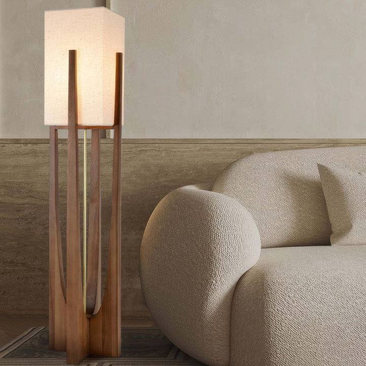 Lampa podłogowa z orzecha | Minimalistyczna i przytulna