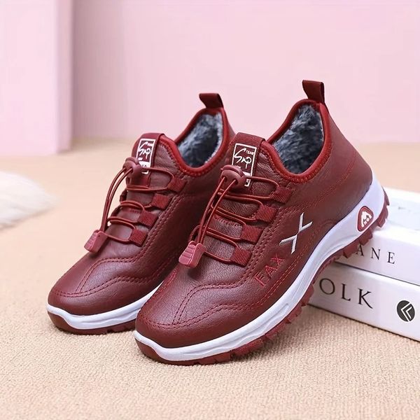 Damskie wodoodporne sneakersy sznurowane z podszewką z polaru