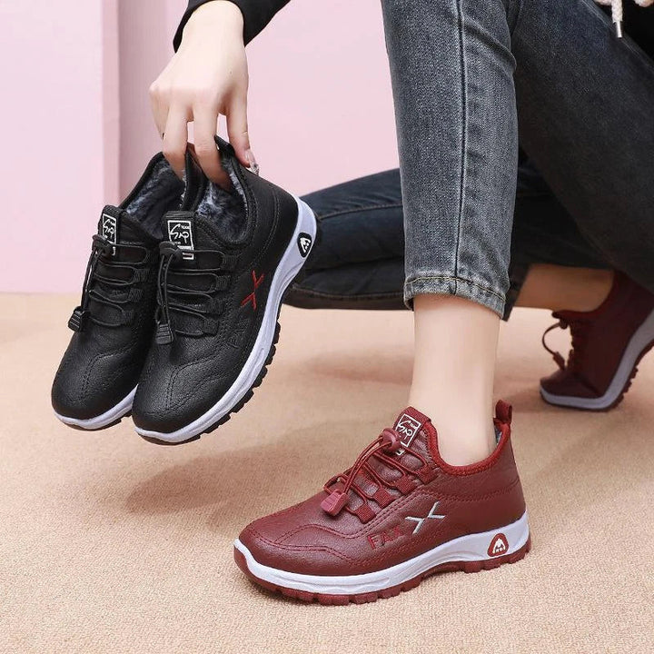 Damskie wodoodporne sneakersy sznurowane z podszewką z polaru
