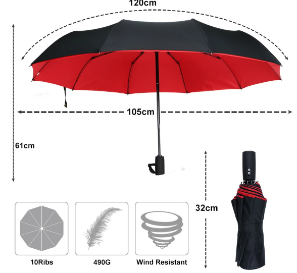 Parasol przeciwwiatrowy na burzę | Ochrona przed deszczem i wiatrem