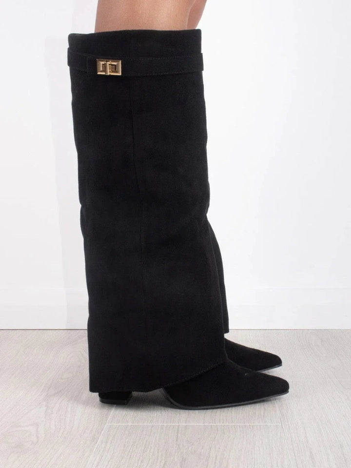 Wysokie Buty Zamszowe z Obcasem