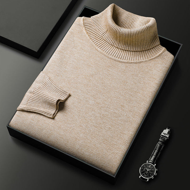 Męski golf z mieszanki z kaszmirem z ściągaczowym wykończeniem