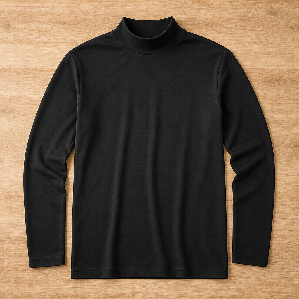Męska koszulka slim fit z długim rękawem i wysokim, odwijanym kołnierzem