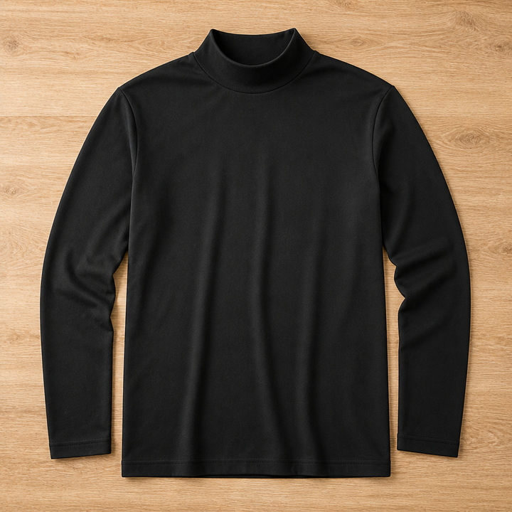 Męska koszulka slim fit z długim rękawem i wysokim, odwijanym kołnierzem